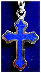 Silberkreuz mit Lapislazuli-Inlay 