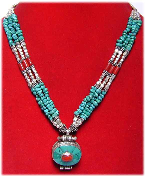 T�rkis Amulettkette