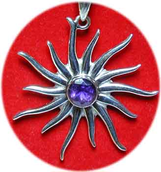 Sonnen Amulett mit Amethyst